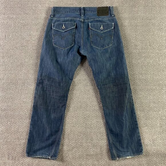 Levi's 514 Slim Straight Jeans Men's 34 x 30 Actual 35 x 31 Soiled Distressed - Picture 3 of 15